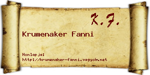 Krumenaker Fanni névjegykártya